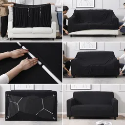 hokipo Polyester Plain 3 Seater Sofa Cover-picture-12