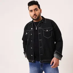unstd Men Self Design Denim Jacket image 1