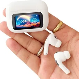sanvi traders Airbuds pro with Display with LED Touch Screen Bluetooth(White) Bluetooth Headset image 4