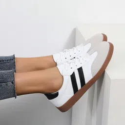 layasa Colorblock Flat Sneakers with Ultra Soft Cushion Lace-Up All-Day Comfort Shoes| Sneakers For Women image 4