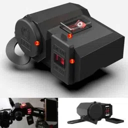 way2gmart Bike Cigarette Lighter Socket Dual USB Charger LED With Voltmeter & Switch 2.1 A Bike Mobile Charger-picture-11