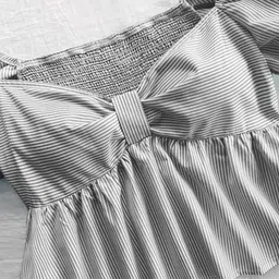 burgstudio9 Casual Puff Sleeves Self Design Women Grey Top image 3