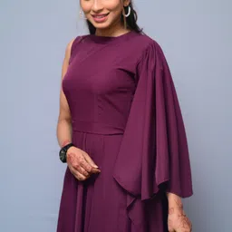 diyaz Women Fit and Flare Purple Maxi/Full Length Dress image 5