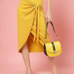 oomph! Women Solid Wrap Around Yellow Skirt-picture-43