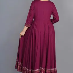 nandi Printed Rayon Blend Stitched Flared/A-line Gown image 2