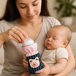 softvibe Milk Bottle Cover for Baby | Cute Bear Design | Milk Bottle Holder for Newborn image 2