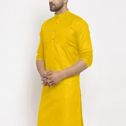 jenjee Men Solid Cotton Blend Straight Kurta image 3