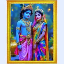 vanaprint Spiritual Radha Krishna Couple Photo Frame | Temple Wall Decoration Digital Reprint 12 inch x 9 inch Painting-picture-48