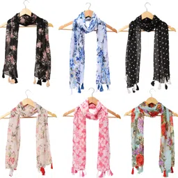 riddle needle Printed Chiffon Women Multicolor Scarf-picture-26