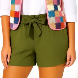 nobarr Solid Women Green Regular Shorts image 4