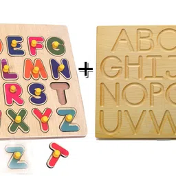 shalafi PackOf2 Wooden ABCD Blocks for Kids Alphabets Learning Educational Toys Puzzle-picture-10
