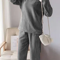 lugo Women Night Suit Set Grey Solid-picture-12
