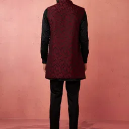 vastramay Men Satin Kurta Pyjama Ethnic Jacket Set image 5