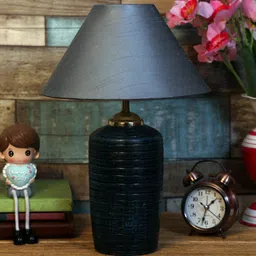 Grey Shade Table Lamp With Terracotta Base By Foziq image 2