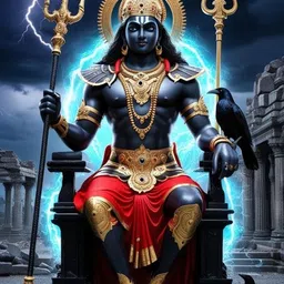 swaroopa 16.5 inch Shani Dev sticker Self Adhesive Sticker-picture-38