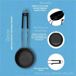 my store Premium Pure Iron Tadka Pan – Durable and Eco-Friendly Cookware Tadka Pan 12 cm diameter 0.5 L capacity image 4