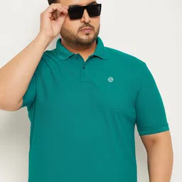 nuovo Men Solid Polo Neck Cotton Blend Green T-Shirt-picture-13