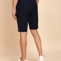 peter england university Solid Men Dark Blue Chino Shorts image 3