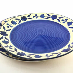 renhomz Premium Ceramic Hand Painted Dinner Plates | blue bail design | Size 10 inch | 100% Food Grade Microwave Safe, Oven Safe Dinner Plate-picture-10