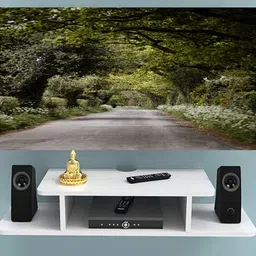 shoper cart TV Cabinet Wall Shelves, Smart LED TV Entertainment Unit Wooden Set Top Box Stand | TV Stand Wall Shelf for Living Room Stylish (White) image 1