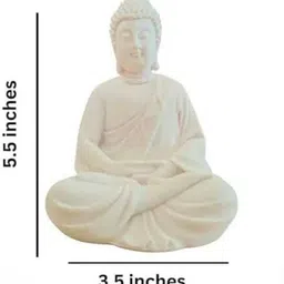 vrd White Buddha Idol for Home Decor | Peaceful Gautam Buddha Statue for Meditation Decorative Showpiece - 13 cm image 2