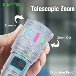 eware 100W Mini Metal Rechargeable Torch with RWB COB & Zoom Torch image 2
