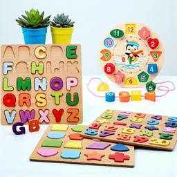 vhd Alphabet, Number, Shape & Clock Wooden Puzzle Toy for Kids Learning GG87-picture-41