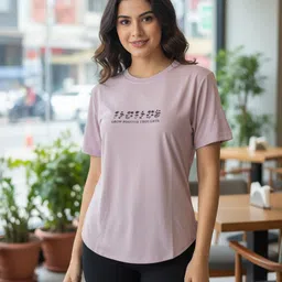myo2 Women Printed Round Neck Polyester Pink T-Shirt-picture-17