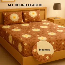 Cotton King Fitted (Elastic) 295 TC Self Design Bedsheet-image-11