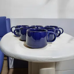 freesale Pack of 6 Ceramic Blue Tea/Coffee Cup Set - 170 ML Each image 2