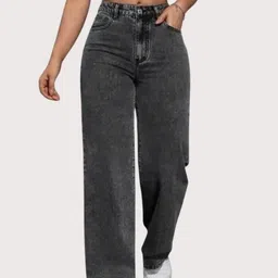 veltick Women Straight Fit High Rise Dark Grey Jeans-picture-13