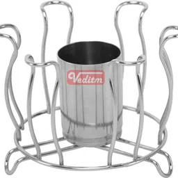 veditm Steel Glass Stand and Spoon Organiser for Glasses and Cutlery Glass Holder Kamal Stainless Steel Glass Holder-picture-14
