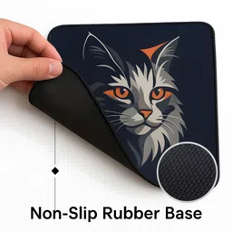 omne TECH Premium Cat Design Mouse Pad | Non-Slip Rubber Base | Smooth Surface for PC Non Slip Base Mousepad image 4