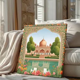 art street 22 Inches Flower Canvas Stretched Taj Mahal Wall Art Painting image 3