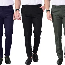ad & av Pack of 3 Men Regular Fit Multicolor Viscose Rayon Trousers-picture-13