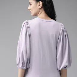 roadster Casual Regular Sleeves Solid Women Purple Top image 5
