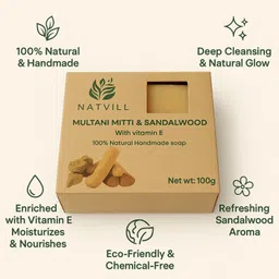 natvill Multani Mitti Luxury Handmade Organic Soap for Oily Skin 100% Natural image 3