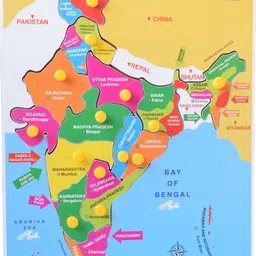 ziana Wooden India Map Puzzle Capital with State Learning Toy for Kids image 1