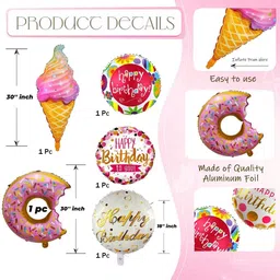 poptheparty Printed Happy Birthday Ice Cream Foil Balloons Theme For Birthday Decorations Balloon image 2