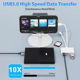 Zorbes Multi Card Reader for iPhone USB C Lightning SD TF Flash Drive Reader Portable Card Reader image 4