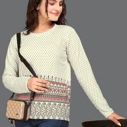 vghc fashion Women Printed Round Neck Polyester Multicolor T-Shirt image 3