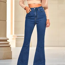 glossia Women Boot-Leg High Rise Dark Blue Jeans image 2