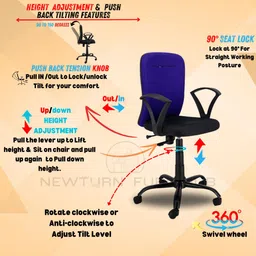 newturn Zebra Office revolving executive Chair with 2 Years warranty(Easy Assembly) Synthetic Fiber Office Adjustable Arm Chair image 3