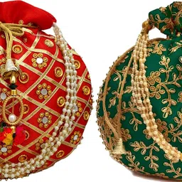 jivon Women Red, Green Potli-picture-26