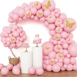 flipmate Solid Light pink Birthday Party Decoration with Balloons Wall Decoration Butterfly Airwalker-picture-21