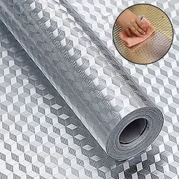 mukhivala 200 cm Medium Aluminium Foil Stickers, Oil Proof , Kitchen Backsplash Wallpaper Self-Adhesive Wall Sticker Sticker (Pack of 1) Self Adhesive Sticker image 2