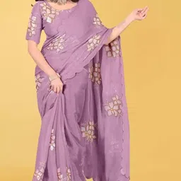 begum collection Floral Print Bollywood Chiffon, Georgette Saree image 4