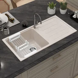 plantex Granite Single Bowl Kitchen Sinks with Coupling/Quartz Acrylic Kitchen Sink Kitchen Sinks with Coupling (36x18 Inches) Under Counter Basin image 1