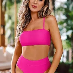 verma creation Woven Women Bikini Pink Swimsuit image 2