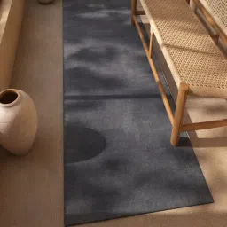 Blue Solid Wool 2'8 ft X 6'6 ft Hand Tufted Runner-image-2